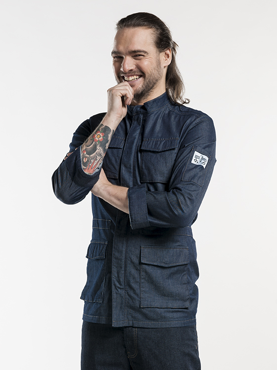 Chaud Devant Chef Jacket Parka Blue Denim