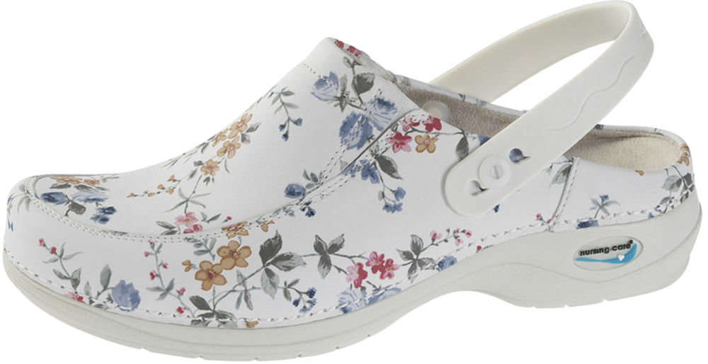 Wash'Go NursingCare medische klomp wit/bloemen